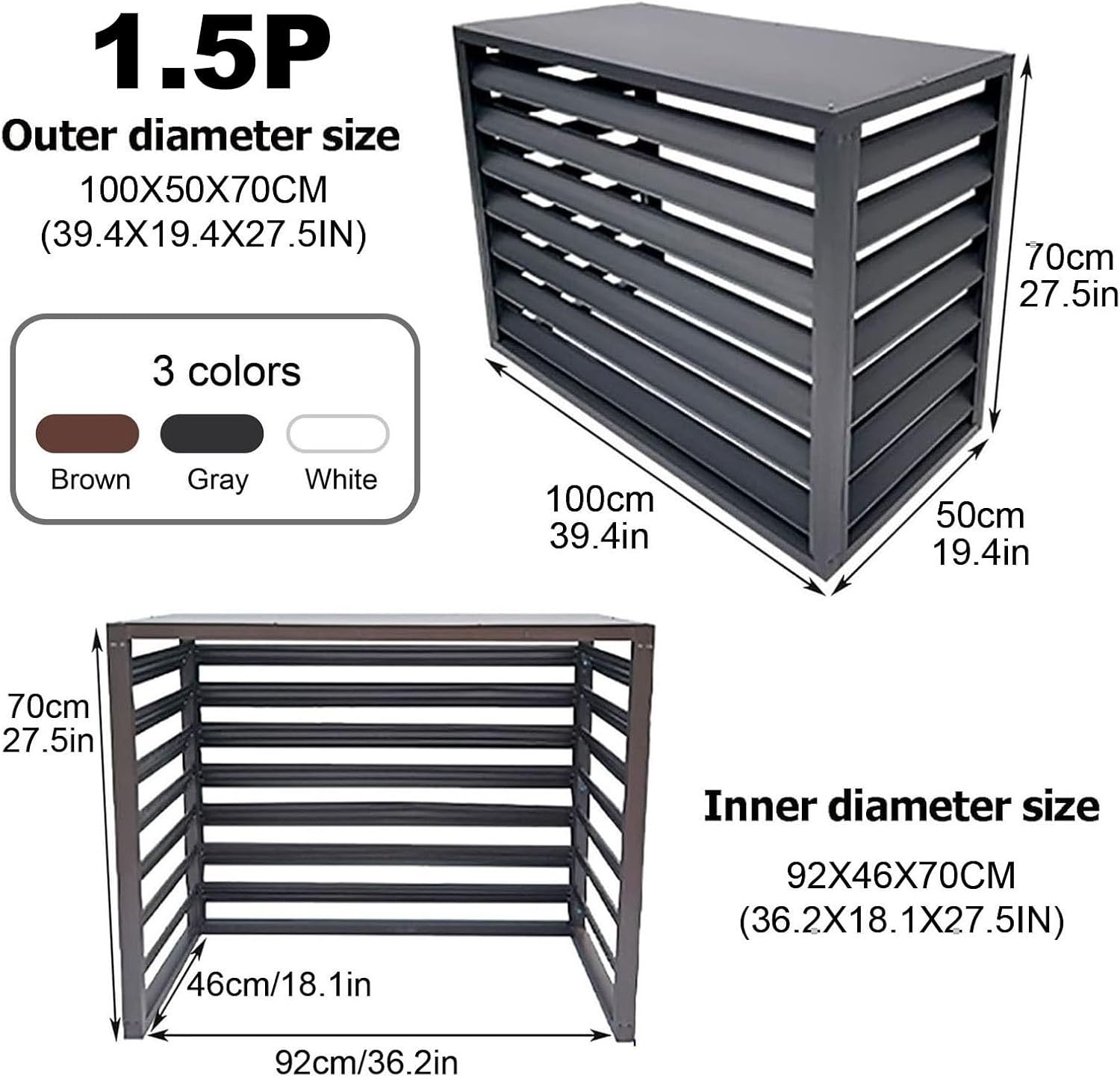 Air Conditioner Fence for Outside, Ac Unit Covers Outdoor, Shelf Plant Stand, Noise Reduction, Anti Theft, Outdoor Privacy(Brown,100cm)