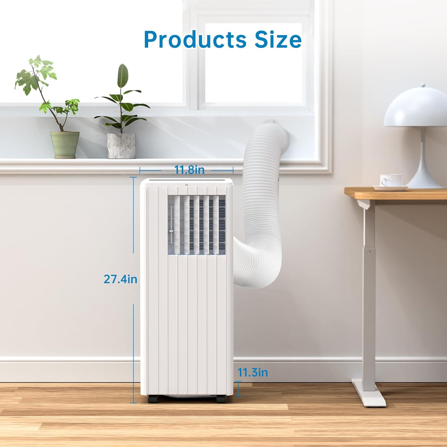 Acekool Portable Air Conditioner, 8000 BTUs Air Conditioners Portable for Room (15'x20 ft²), 3-in-1 Compact Indoor Floor AC Unit, Dehumidify, Fan, Window Installation Kit & 24Hrs Timer, White