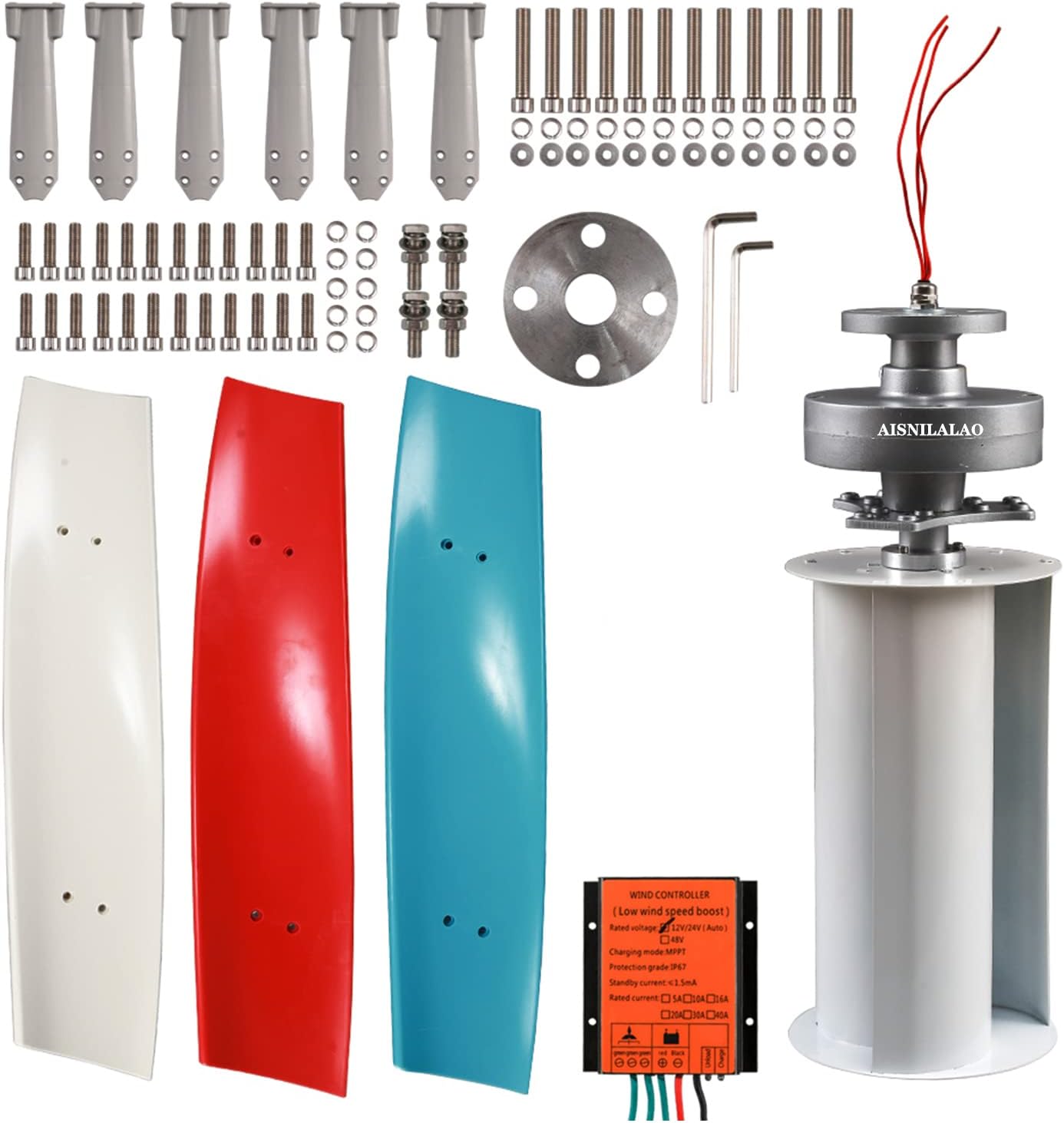 12V 24V 48V Vertical Axis Permanent Maglev Generator with Controller Electricity Generation,1000W-5000W Wind Power Generator Kit for Home Street Lighting