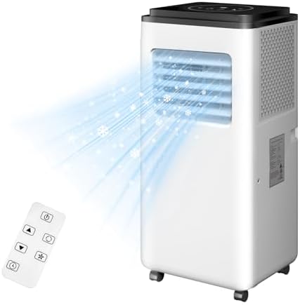 Portable Air Conditioner with Remote Control 3-in-1 (Cooling, Fan, Dehumidifier), Easy-to-Install, Ideal for Rooms, Offices, Dorms & Small Apartments, White (8000BTU)