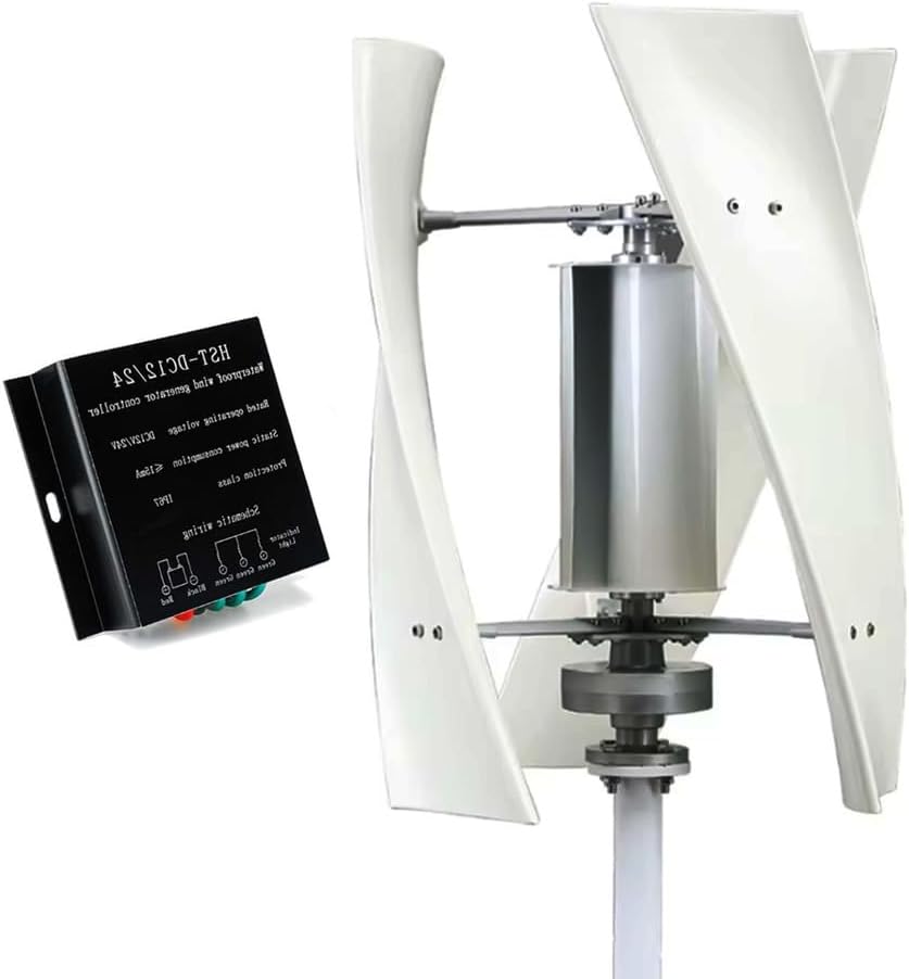 12000W Low Noise Vertical Wind Turbine Generator,12V 24V 48V 220V with Controller 3 Phase Home Use Wind Turbine Generator for Courtyard Garden Lighting (White),White,24V