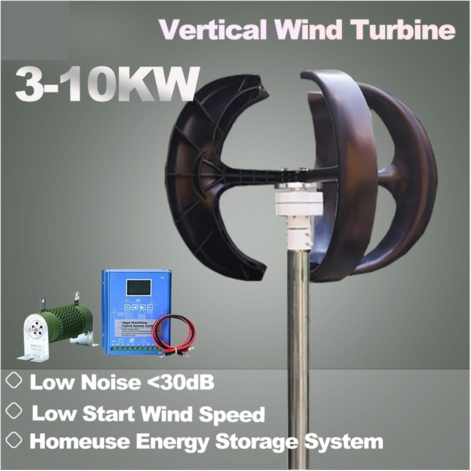 Wind Turbines Generator 5000W 8000W 10KW 48V 24V Vertical Generator Permanent Magnet Suspension Low Wind Start Household Industrial Energy(Red,48V_8KW)