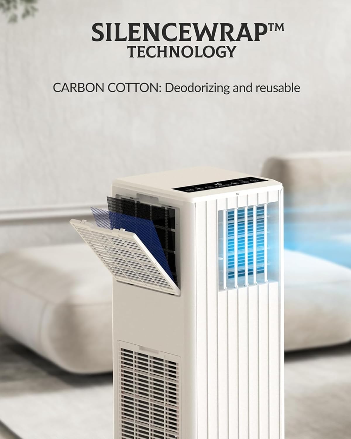 8000Btu Portable Air Conditioner, 3 in 1 portable ac unit with fan, dehumidification, cooling 350sq.ft, room air conditioners with smart control, remote control, ultrafiltration dust removal