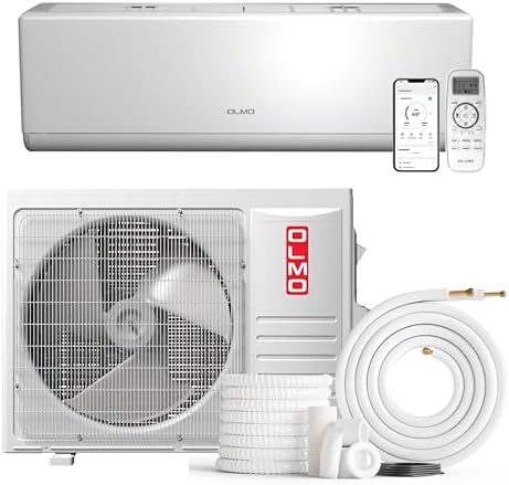 OLMO 12,000 BTU 115V Ductless Mini Split Air Conditioner & Heat Pump – 17.4 SEER2 – 16FT Installation Kit Included – Inverter System – Pre-Charged with R-32