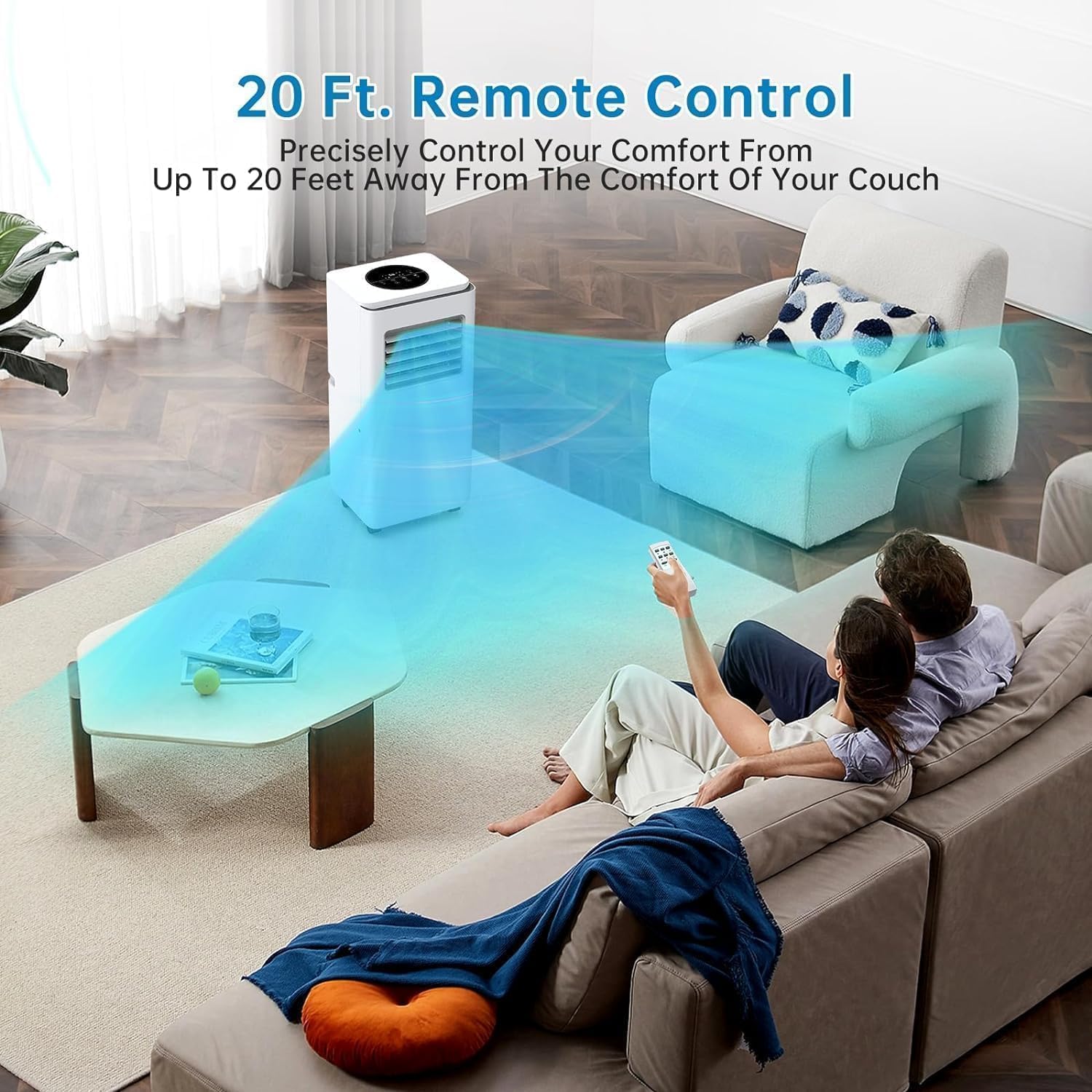 Portable Air Conditioners 14000 BTU, Energy Efficient AC with Remote Control & 24H Timer, Ultra Quiet Cooling Unit for Large Rooms Up to 750 Sq. Ft, Office, Bedroom, White