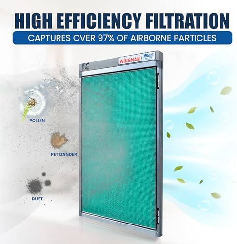14x30x1 Polarized Media Electronic Air Filter - High Air Flow - Homeowner Installed - 1-Yr Supply of Replacement Pads - Simply Replace Your Current AC/Furnace Air Filter and PLUG IT IN!