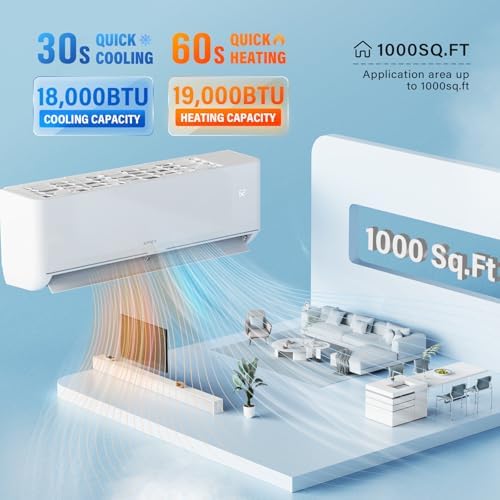 ROVSUN 18,000 BTU Smart WIFI Mini Split AC/Heating System with Inverter & APP Control, 23 SEER2 Ductless Split Air Conditioner with Pre-Charged Condenser, Heat Pump & Installation Kit, 230V