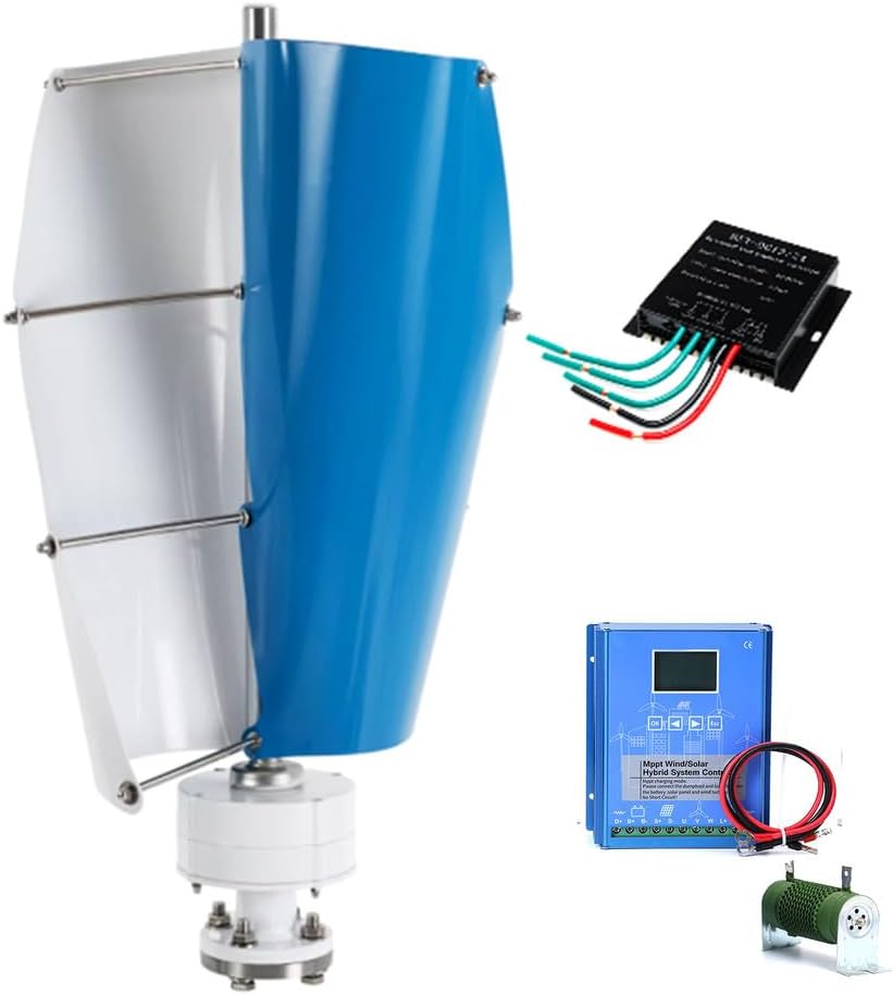 5000W Vertical Axis Wind Turbine Generator, 12V-220V Free Energy Wind Power Windmill Camping with MPPT Charger Controller 220V