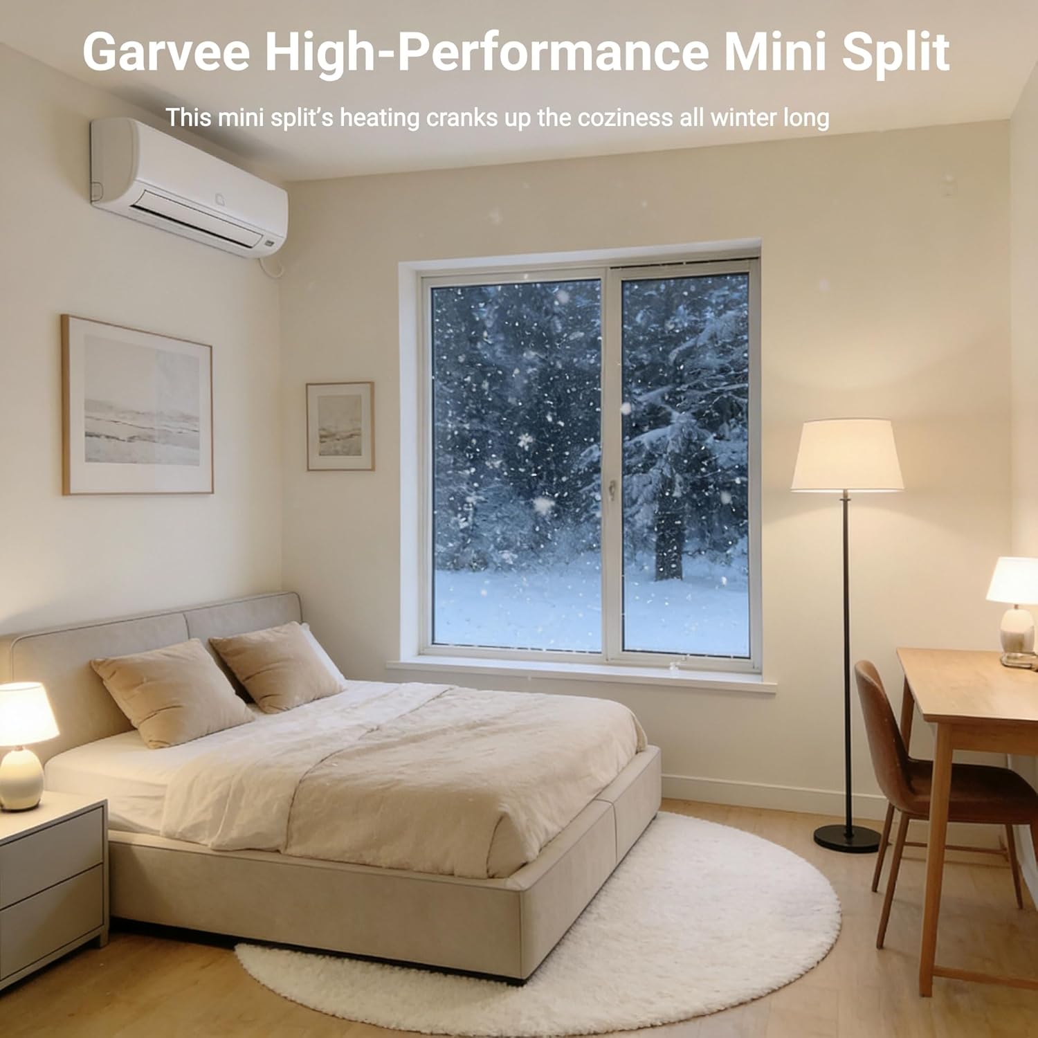 Garvee 11500 BTU Mini Split AC/Heating System, 230V WIFI Enabled Energy Efficient Mini Split Unit,Wall-Mounted Split Air Conditioner,Cools Up to 750 Sq.Ft, Heat Pump & Installation Kits