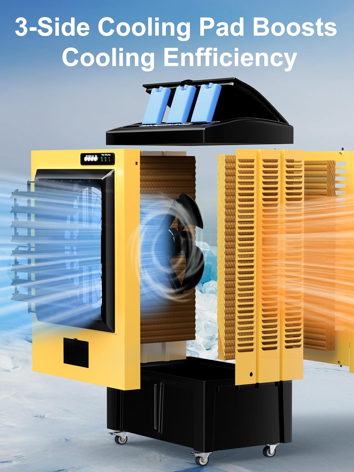 Uthfy 8979 CFM Swamp Cooler Air Conditioner, 58IN Evaporative Air Cooler with 36 Gal Water Tank, 3 Speeds, 120°Oscillation, 5 Ice Packs, Outdoor Air Conditioner for Garage, Patio, Yard, Factory