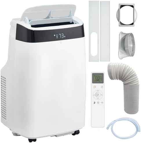 12000 BTU Portable Air Conditioner with Dehumidifier & Fan, 3-In-1 AC Units Cools Up to 550 Sq. Ft., Standing Ac Unit with Remote Control for Rom, Auto Swing, Sleep Mode,White Top Cover