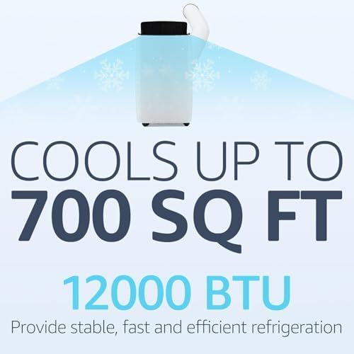 12,000 BTU Portable Air Conditioner, 3-in-1 Vertical AC Unit with Cooling/Dehumidifying/Fan Modes, Remote Control Smart Air Conditioner Cools up to 550 sq. ft. for Large Rooms, Offices, Black Top