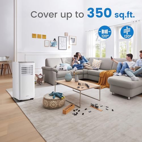 COSTWAY Portable Air Conditioner, 10000 BTU Air Conditioner with Remote Control, Digital Display, Installation Kit, Sleep Mode, 24H Timer, AC Unit for Bedrooms Up to 350 Sq.Ft, White (10000 BTU)