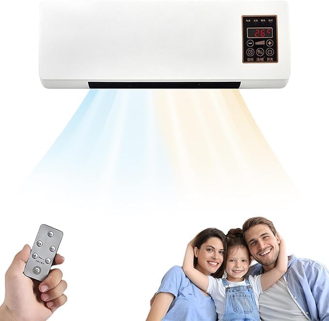 Portable air conditioner with remote control, 2000w rapid cooling and heating, wall-mounted, no installation required, suitable for home and office use