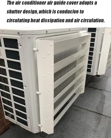 Air Conditioner Outdoor Unit Cover Bracket Air Deflector Grilles, Air Outlet 45 Degrees Angle Condenser Defender Grilles, Galvanized Seel Shutter Deflector