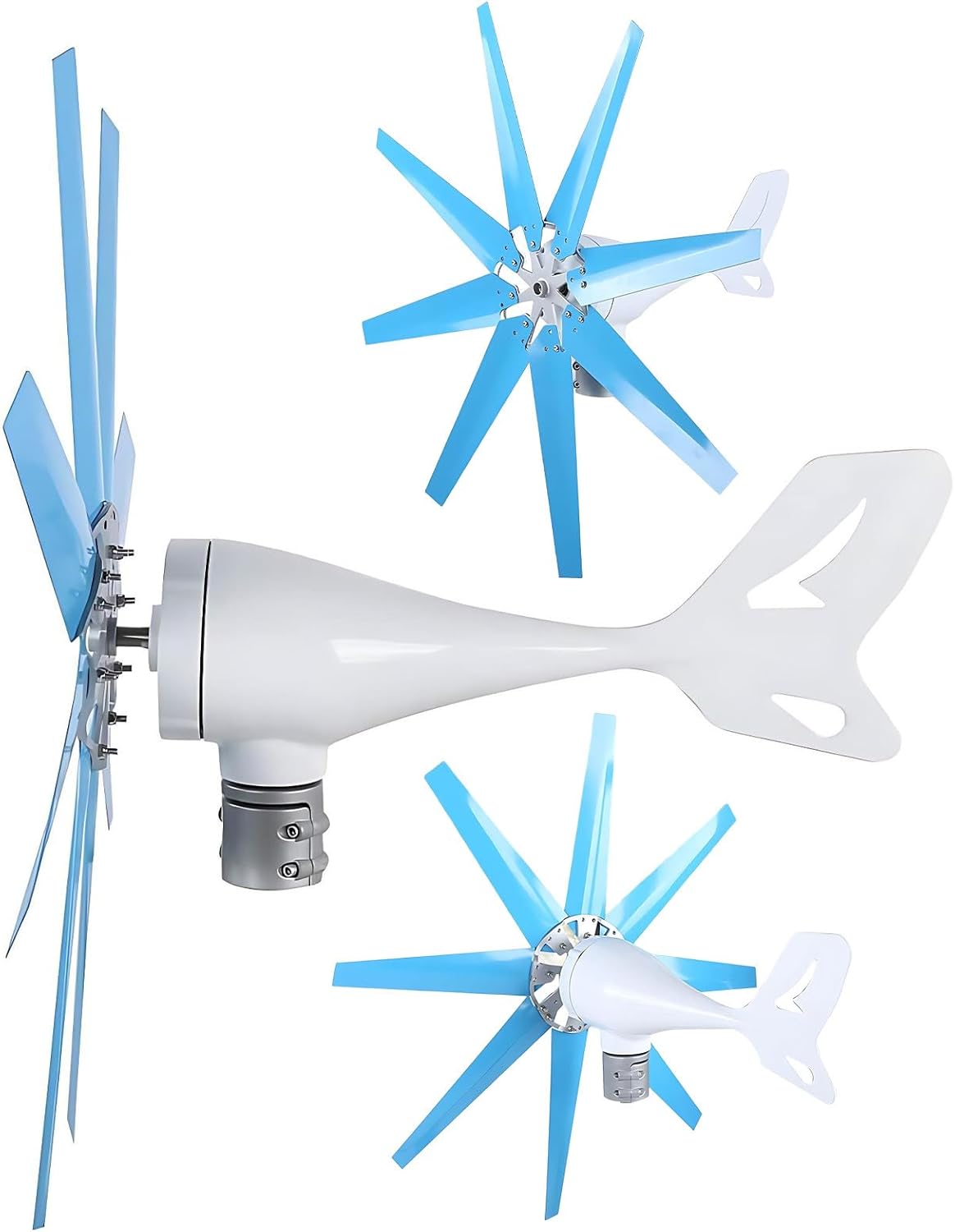 100/200/300/400W Wind Generator Kit, 8-Blade Turbine with MPPT Controller, Low Start Wind Speed for Hybrid Solar Wind System, Home, RV Blue-400W
