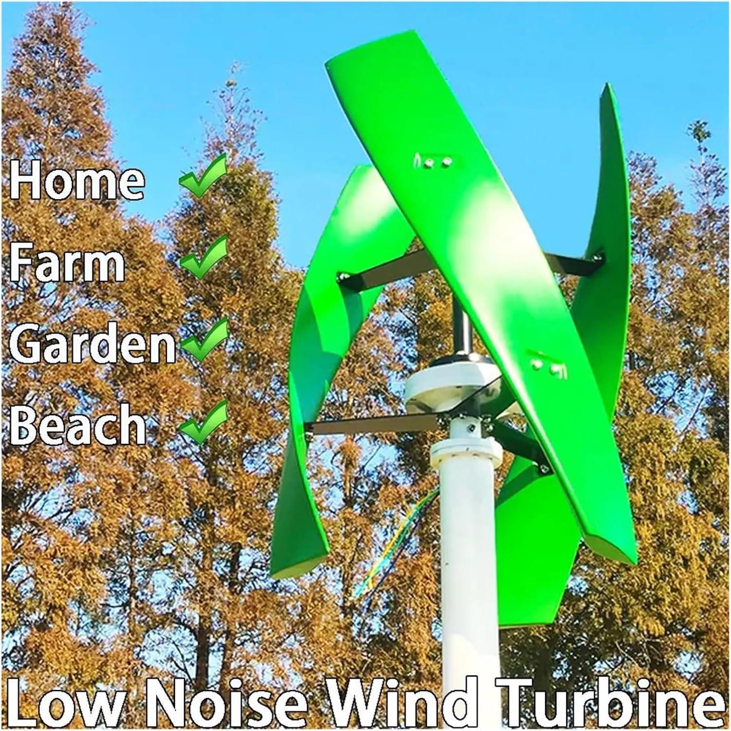 Wind Turbines, 10KW 12V 24V 48V Low Noise Home Wind Turbine 3 Blades Vertical Windmill Free Energy Generator(Red,48V_10KW)