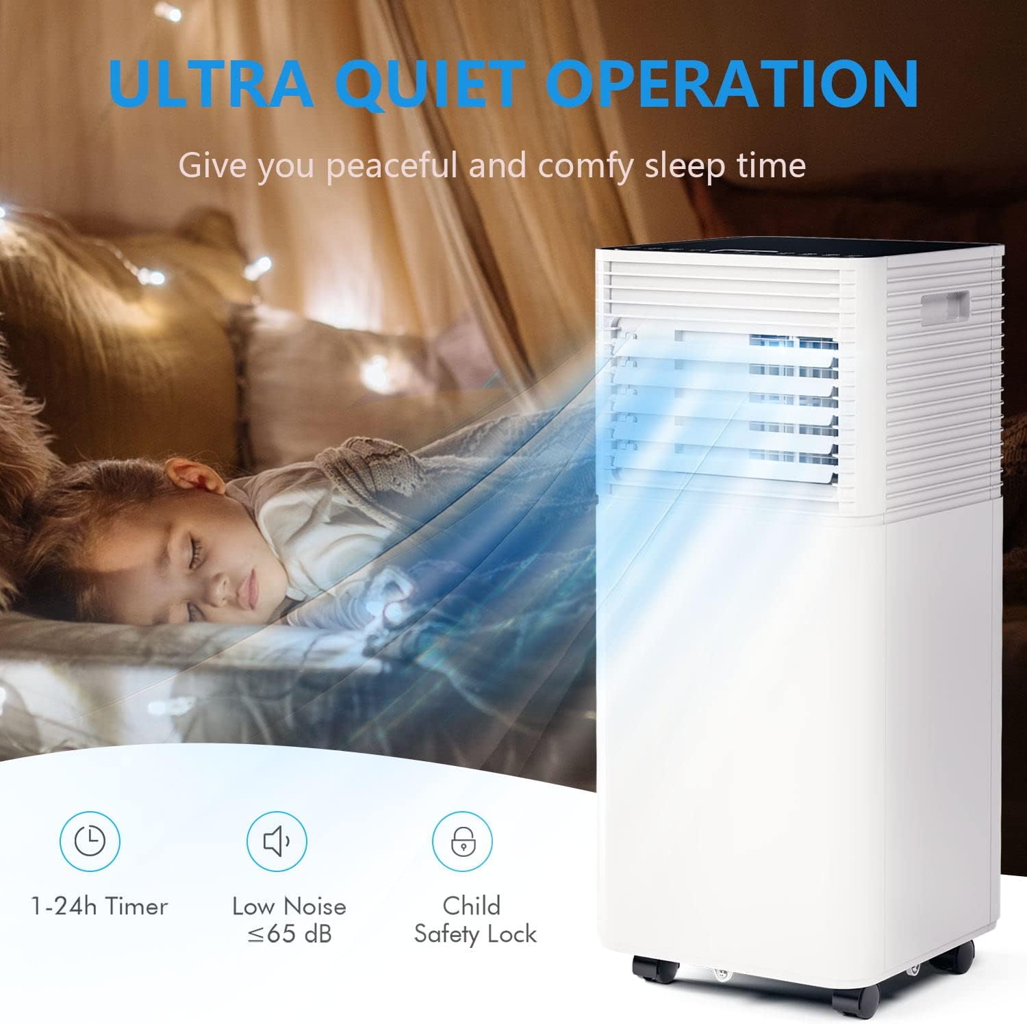 ARLIME 8000 BTU Portable Air Conditioners, 3-in-1 AC Cools up to 250 sq. ft. Freestanding Air conditioner unit w/Fan & Dehumidifier, Remote Control, Window Mount Kits for Home Office