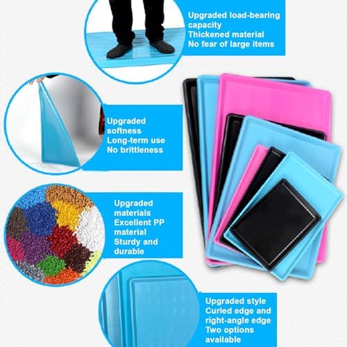 3 Large Plastic Trays Oil Drip Pan for Under Car Non-Slip Bottom Plastic Pan Refrigerator Tray Washing Machine Drip Pan(Pink,74.5x59.5x3.7cm)