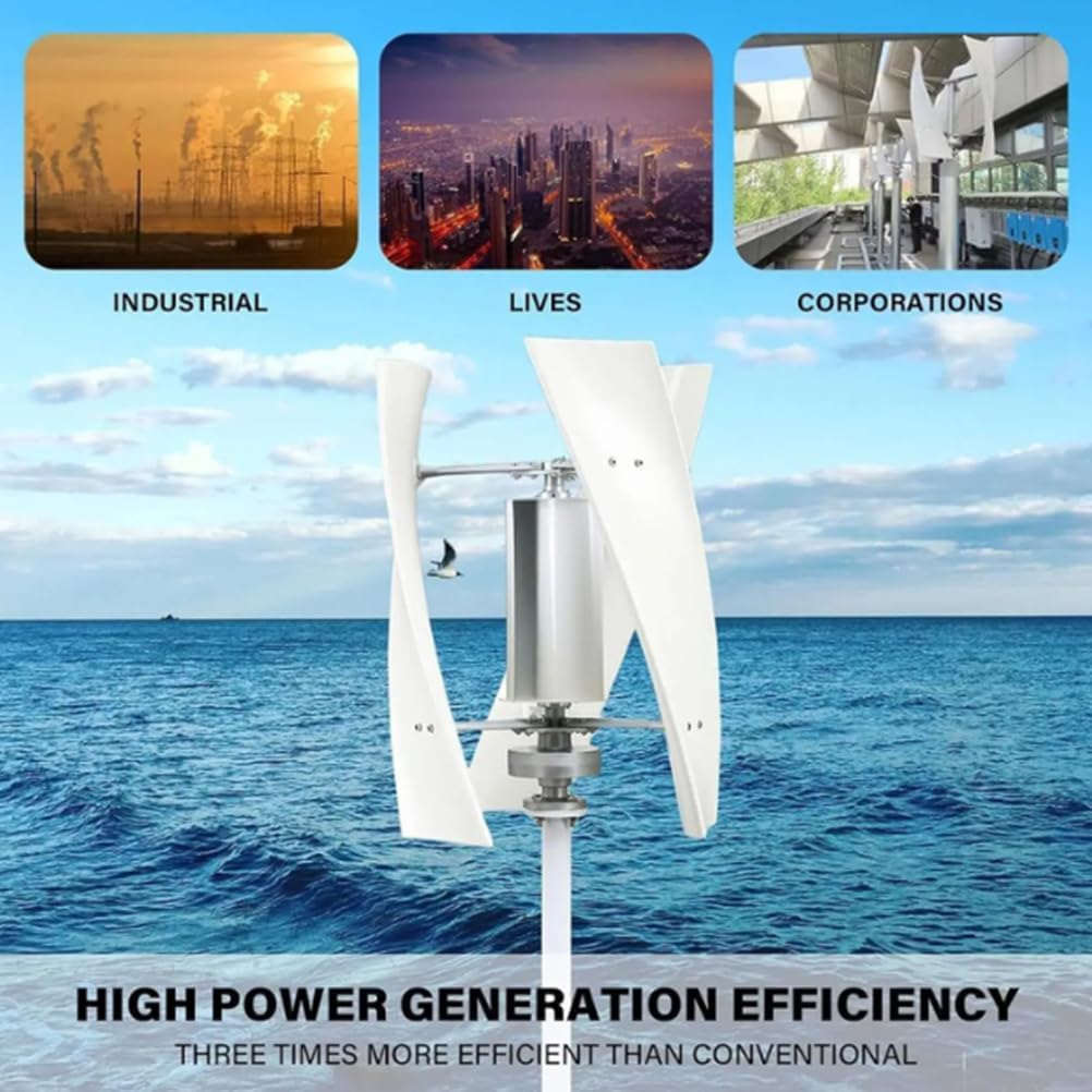 6000W Wind Turbine Generator Kit,12V 24V 48V 220V 3 Blade W/Controller Wind Power Generator Low Noise Suitable for Outdoor Garden Lighting,12v