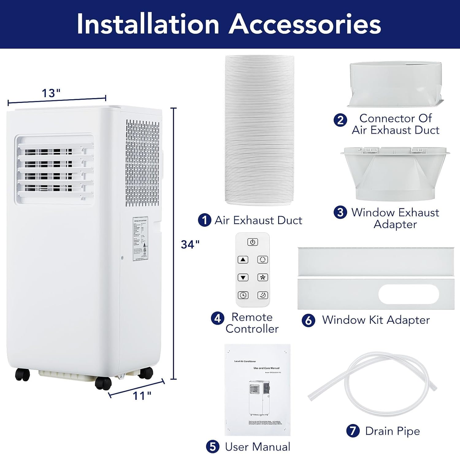 10000 BTU Portable Conditioner-3 in-1 Compact Standing Air Conditioner, Floor AC Unit with Remote Control, Universal Casters, Window Mount Kit