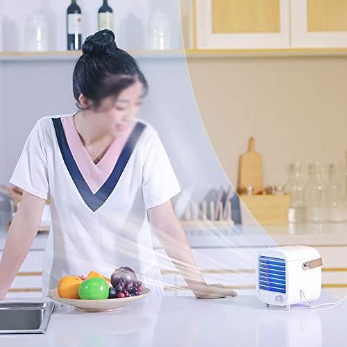Mini Air Conditioner, Personal Air Cooler w/Night Light, USB Powered Evaporative Air Cooler, Small Desktop Air Conditioner Portable for Room Bedroom Office