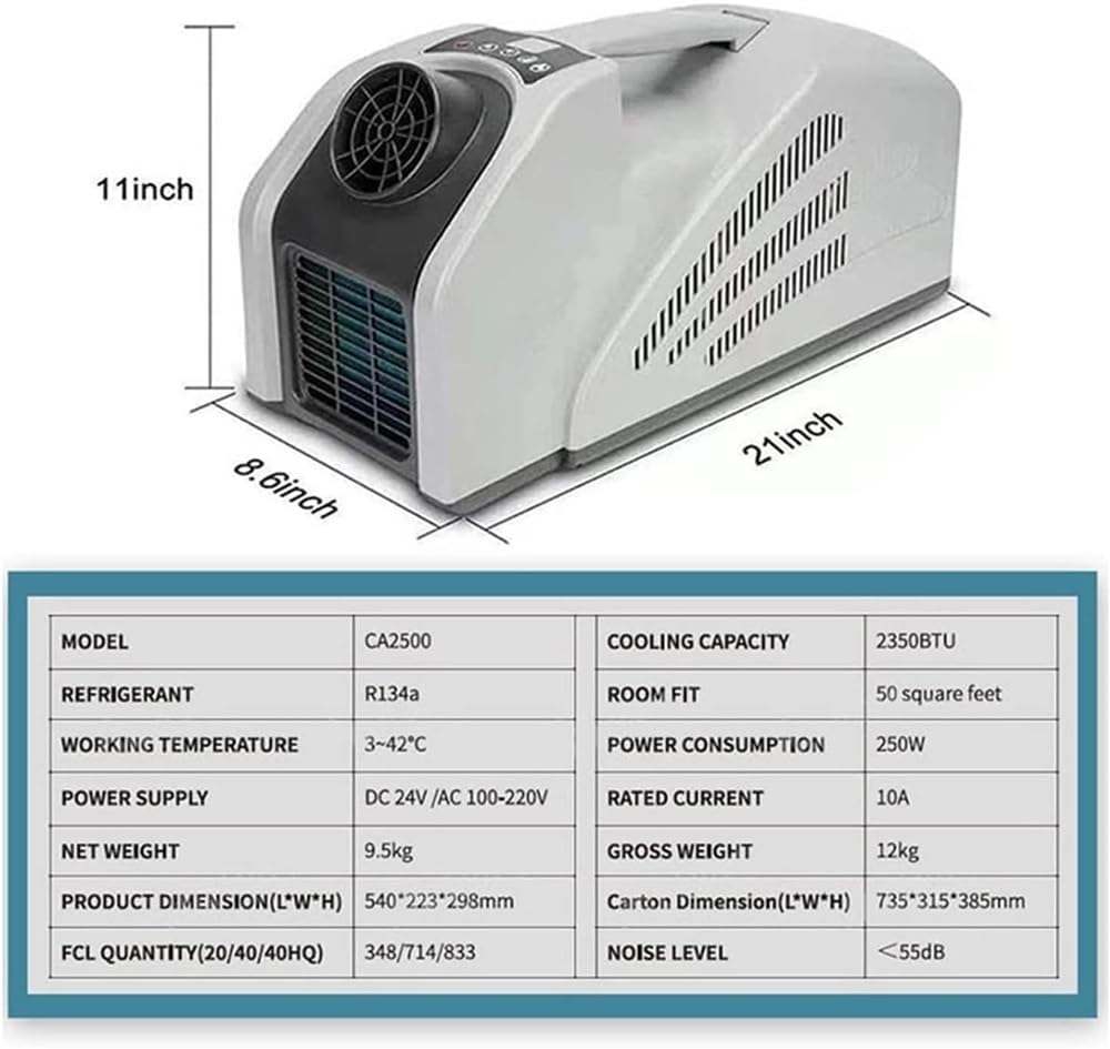 Outdoor Air Cooler Mobile 2350btu, 3 Wind Speed Low Power Consumption, Portable Air Conditioner, Mobile Tent Air Cooler 24V 650W