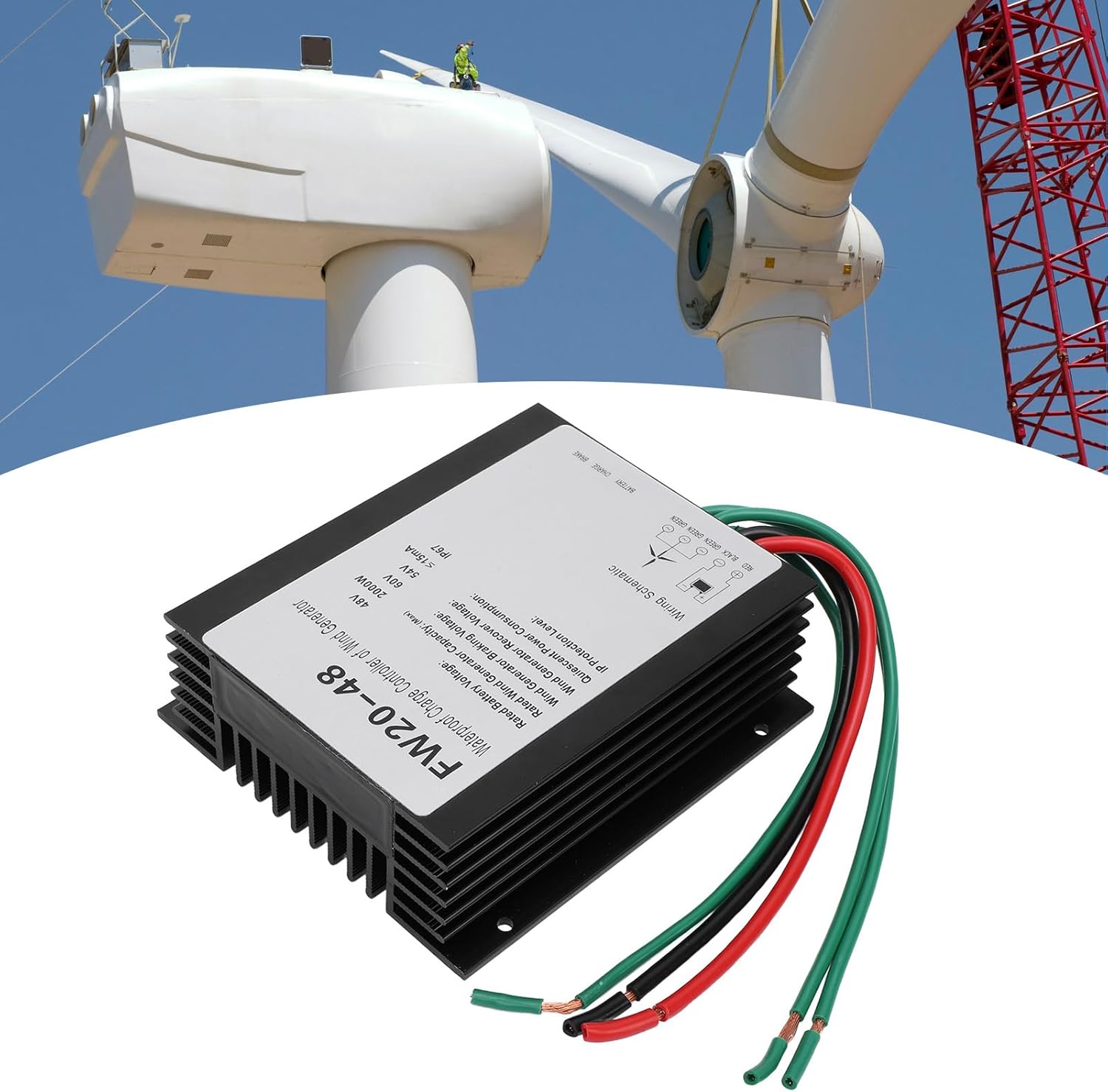 MPPT Wind Turbine Charge Controller 48V for 2000W Generator - IP67 Water , Automatic Wind Control, Durable Aluminum Shell