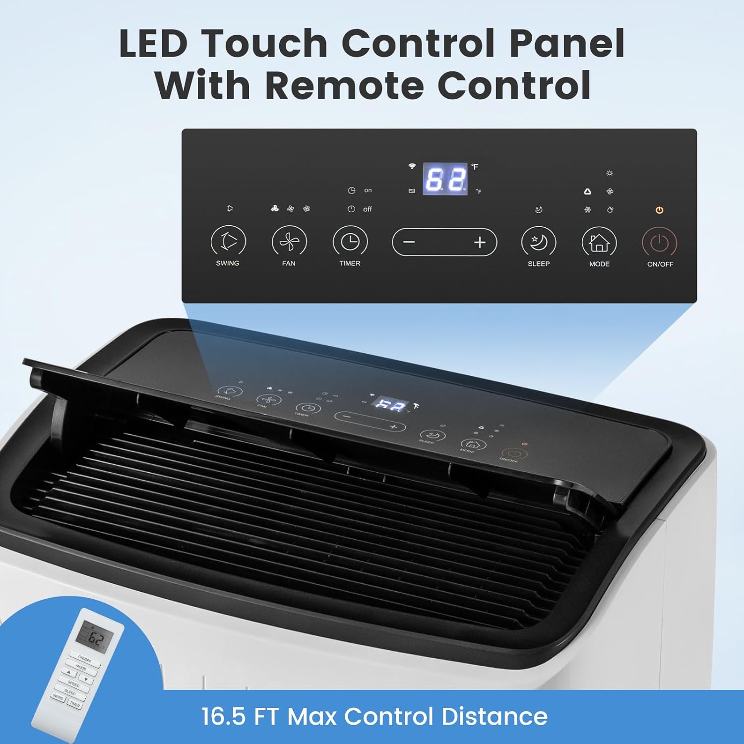 SIMOE 14,000 BTU Portable Air Conditioner with Cooling and Heating, Wi-Fi Enabled, 5-in-1 Floor AC Unit for Room up to 700 Sq Ft, 3 Air Speeds with Auto Oscillation, (9,500 BTU SACC)