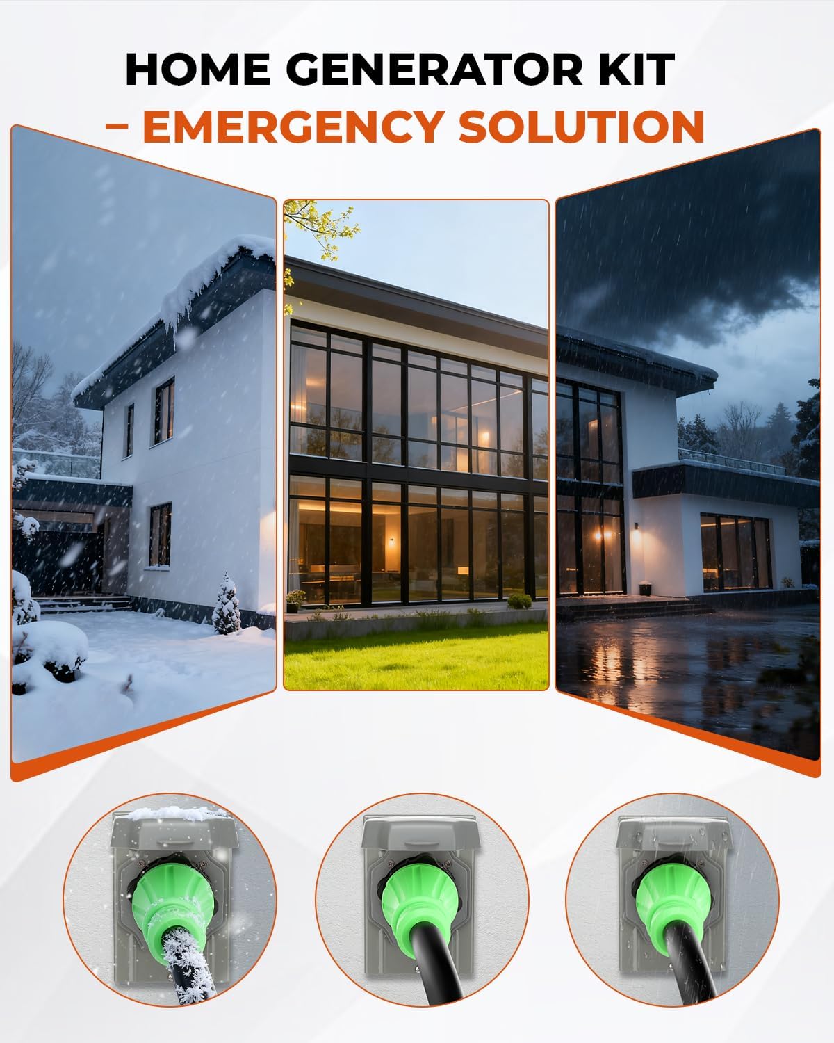 50Amp Generator Cord & Power Inlet Box Kit – 50 Ft Heavy-Duty Twist Lock Extension Cord, NEMA 14-50P to SS2-50R, UL Listed, Waterproof Perfect for Home, RV, Outdoor, and Backup Generator Connection