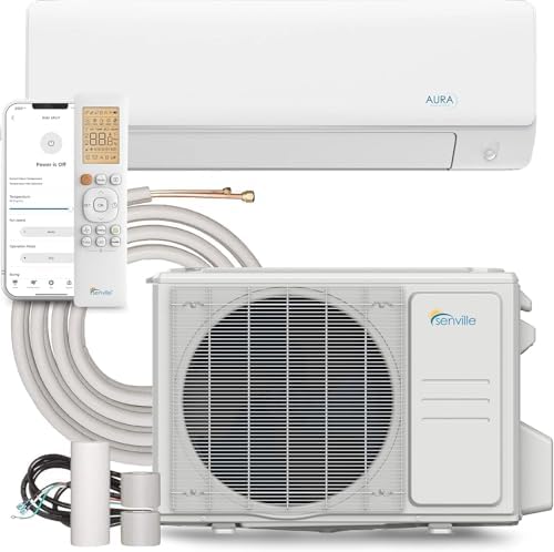 Senville AURA Series Mini Split Air Conditioner Inverter Heat Pump, 15000 BTU, Compatible with Alexa, Energy Star, White