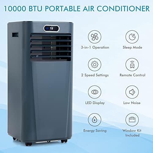 PETSITE Portable Air Conditioner, 3-in-1 AC Cooling Unit Dehumidifying, Fan & Air Cooler Function, Remote Control, Window Kit Included (10000BTU, Dark Blue)