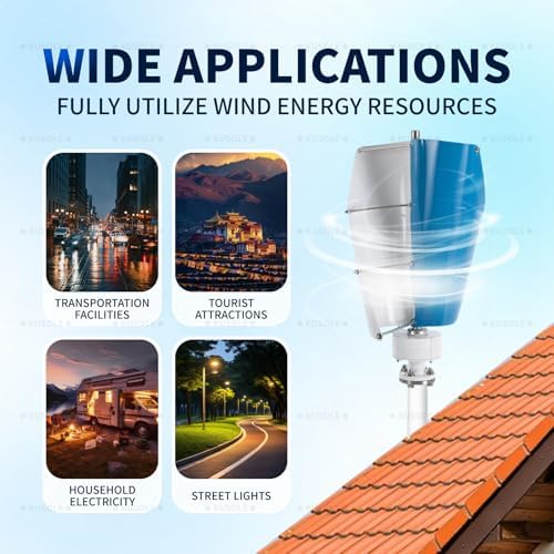 5000W 12V Vertical Wind Turbine Generator Kit with Controller, Auto Adjustment, Rated Wind Speed 1m/s, Ideal for Home, Boat, Gazebo - Renewable Energy Solution