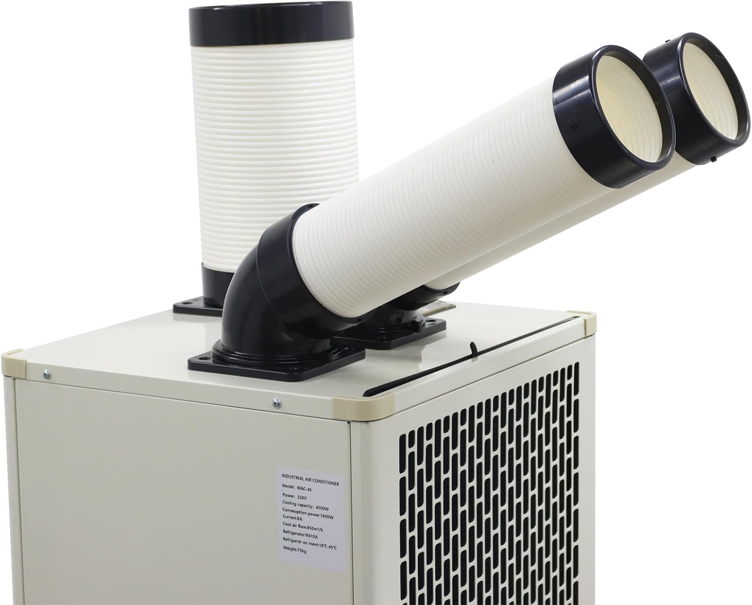 220V Industrial Portable Air Conditioner Air Flow 780m³/h with Wheels 8L Tank Double Outlet Commercial Spot Cooler Adjustable Outlet Ideal for insititute Workshops Outdoor Events 2100W