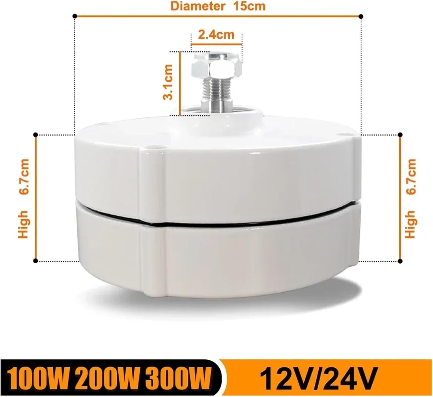 300W Generator Low Speed High Power Output Single Shaft Gearless Permanent Magnet Generator for Water Wind Turbine Industrial Energy(with Base,12V)