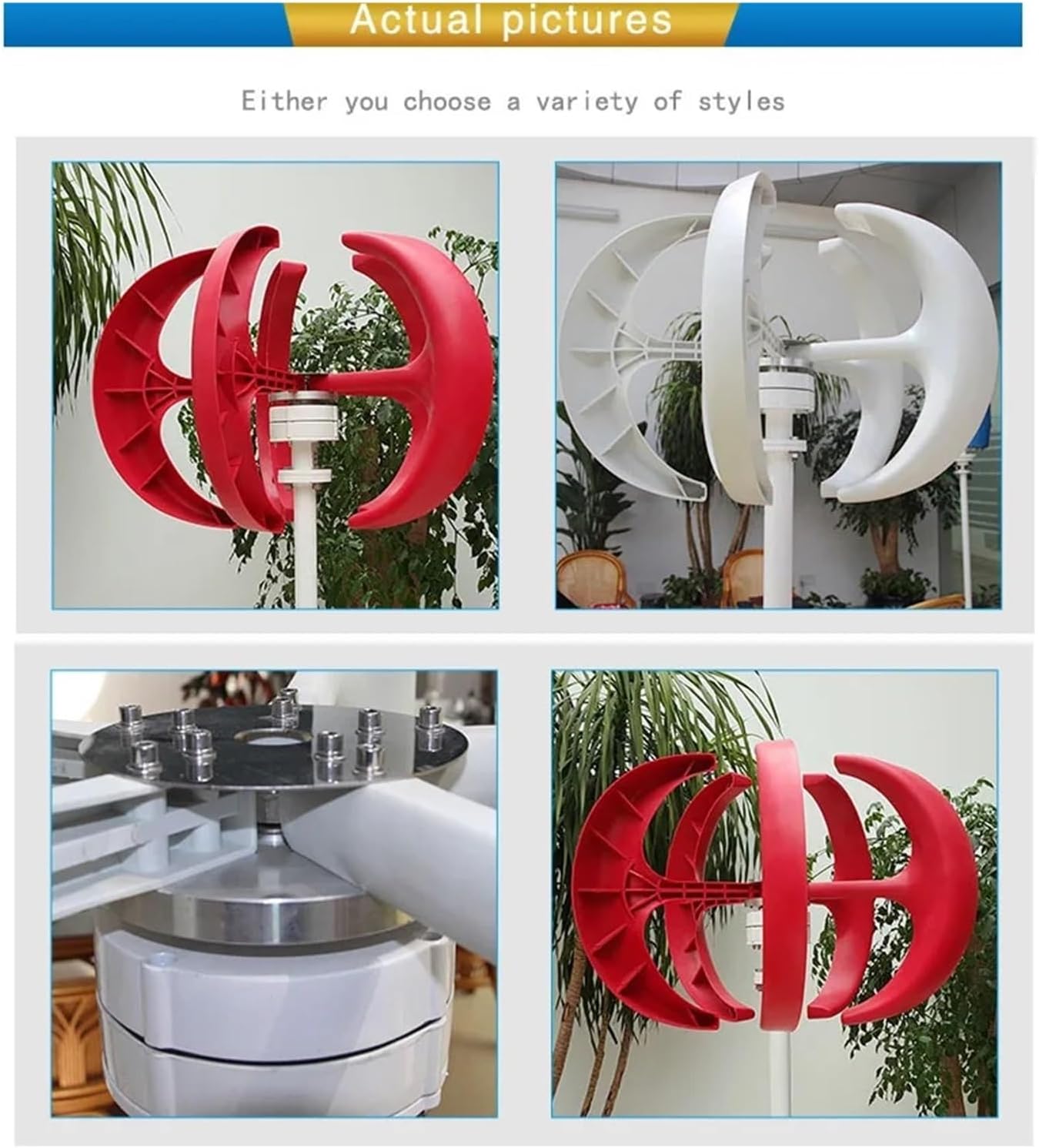 Wind Turbines Generator 5000W 8000W 10KW 48V 24V Vertical Generator Permanent Magnet Suspension Low Wind Start Household Industrial Energy(Red,48V_8KW)