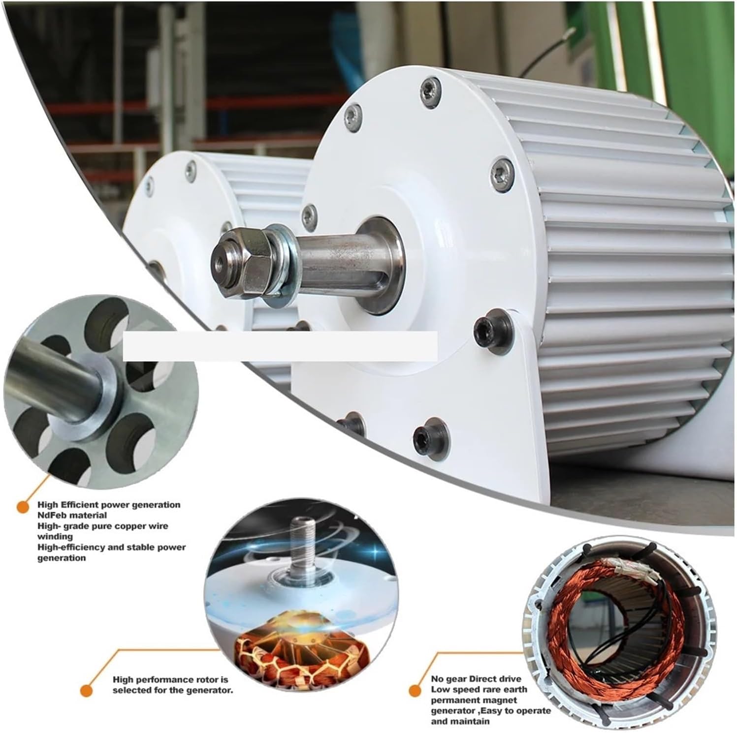Low Speed 10KW Permanent Magnet Generator Used for Developing AC 3-Phase Generators for Wind Turbines and Water Turbines Industrial Energy(with Base,24V_10000W 200RPM)