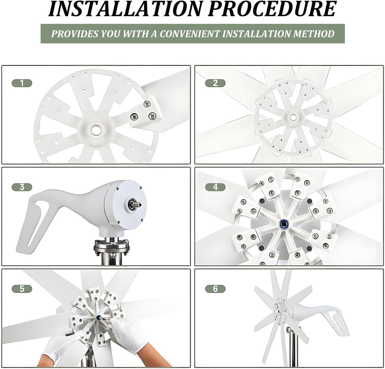 20000W Wind Turbine Generator Kit,8-Blade Windmill kit with Charge Controller,2M/S Start Wind Speed,8-Blade Generator,for Home,Boat,RV,Off-Grid Power Supplement 24V-White