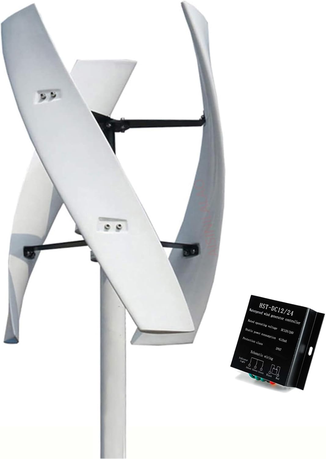 2000W-6000W Vertical Wind Turbine, 3 Blades 12V 24V 48V 220V 3 Phase Home Small Vertical Wind Turbine with Controller High Efficiency and No Noise (White)