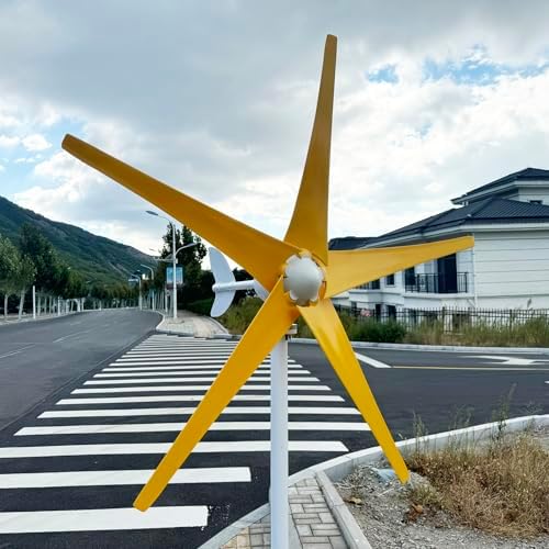 800W Wind Turbine Generator Kit - 12V/24V/48V with MPPT Controller, 5 Yellow Blades, Pure Copper Core, Ideal for Outdoor Power Generation, Efficient Windmill System