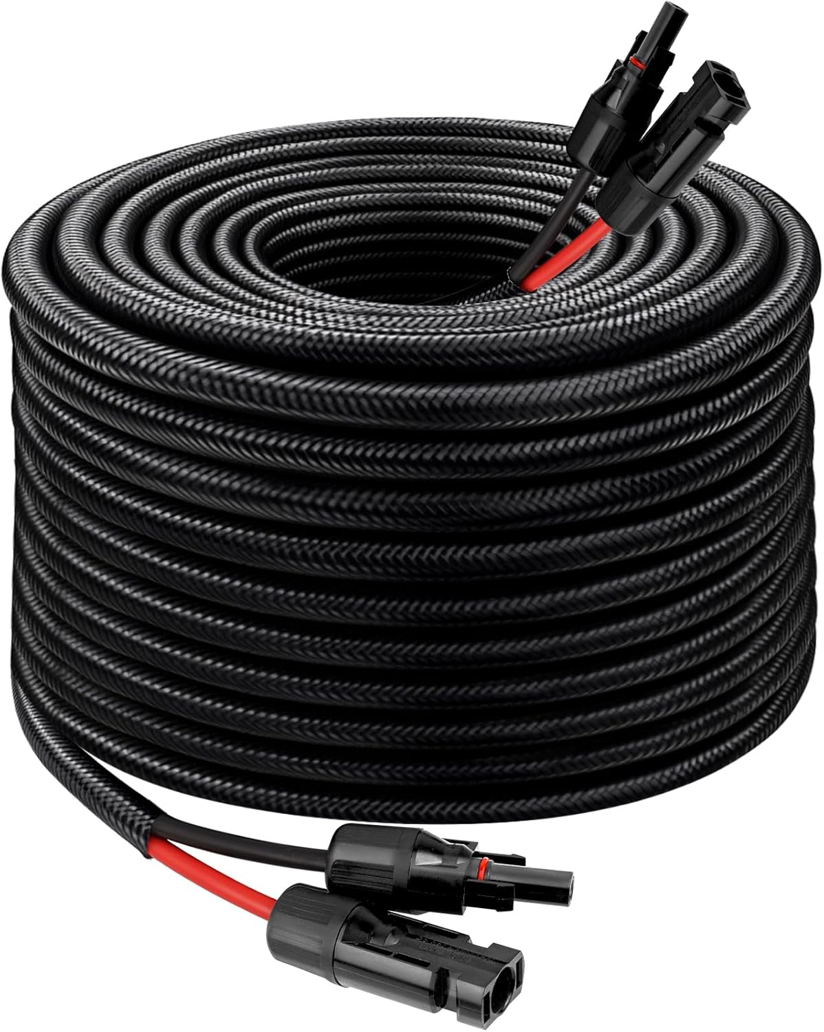 Solar Panel Extension Cable - 10AWG 50FT Solar Wire with Female & Male Waterproof Connector Flame Retardant Protective Sleeving PV Wire for RV, Photovoltaic Systems, Home, Boat, Solar Panels, Car