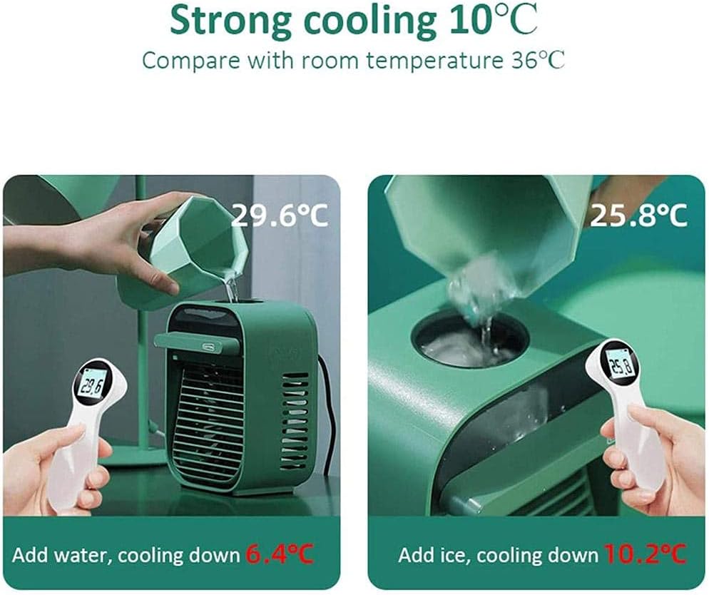 Upgrade Mini Air Conditioner USB Portable Air Conditioner Household Air Cooler Cooling Humidifying Desktop Air Conditioner Fan-White.