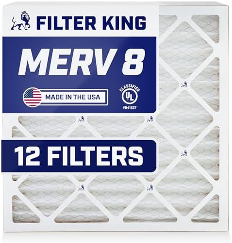 Filter King 16x21.5x1 Air Filter | 12-PACK | MERV 8 HVAC Pleated A/C Furnace Filters | MADE IN USA | Actual Size: 16 x 21.5 x .75