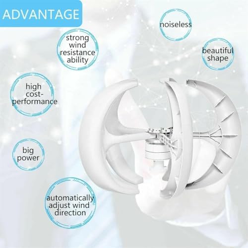 1200W Vertical Axis Wind Turbine Kit - 5 Blade 12V/24V Generator - High Efficiency Permanent Magnet Windmill for Home Renewable Energy Solutions, Eco-Friendly Power Generation