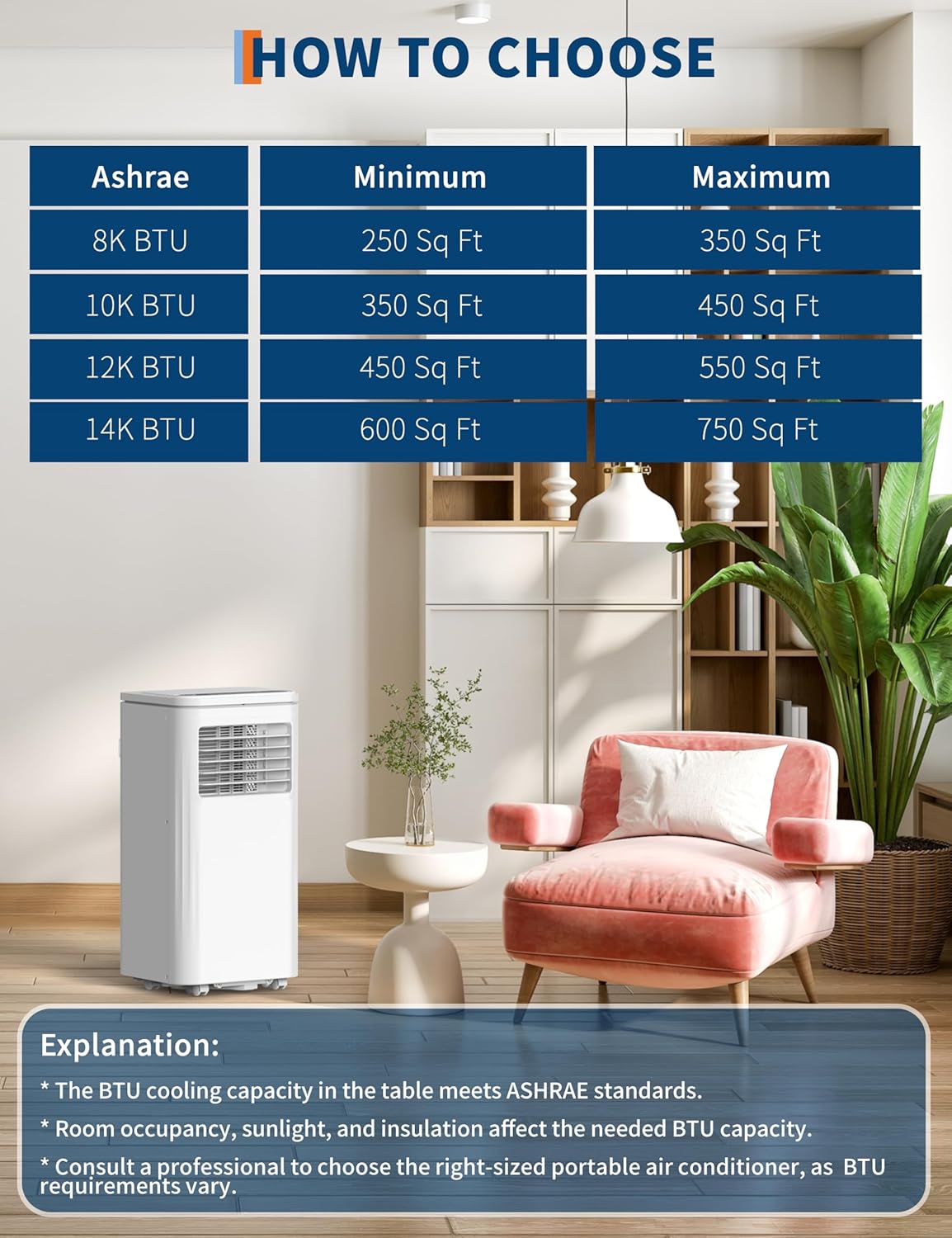 Portable Air Conditioners 8000 BTU, Efficient Portable AC Unit with Dehumidifier, Fan, and Sleep Mode, Quiet Operation with Remote Control and 24H Timer for Bedroom and Office Use, White