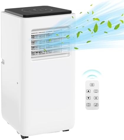 8000 BTU Portable Air Conditioner with Dehumidifier and Remote Control, AC for Apartment, Bedroom, Medium Rooms up to 350 Sq. Ft. in White