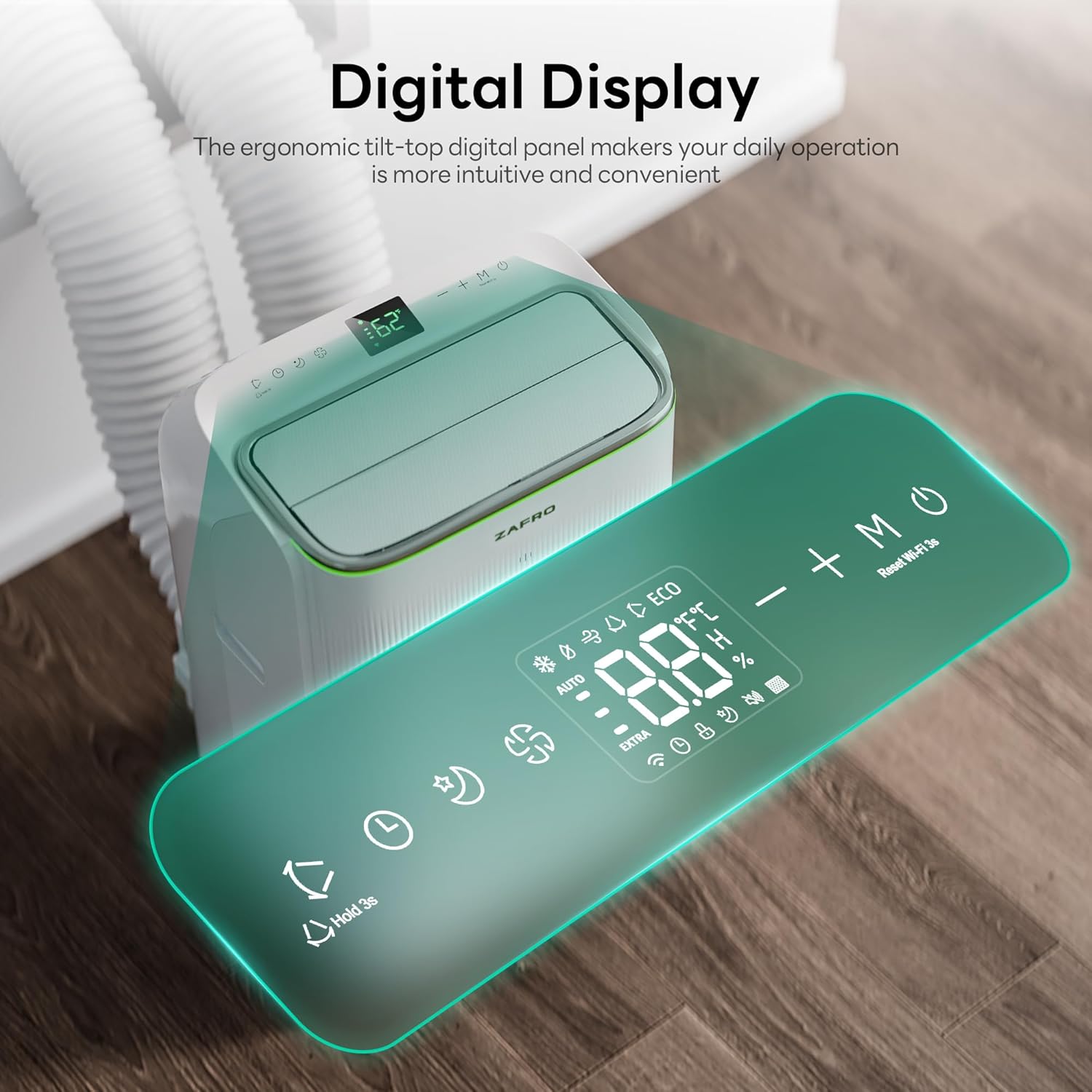 ZAFRO Portable Air Conditioners 16,000 BTU (12,000 BTU SACC), Ultra Quiet(42dB) Smart AC with Drainage-free Cooling/Dual Duct/24Hrs Timer/APP/Remote/Cool, Fan & Dehumidifier Modes for Rooms