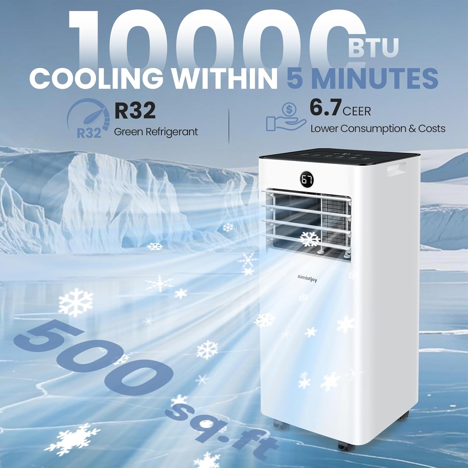 10000 BTU Portable Air Conditioners,4-In-1 Cooling/Fan/Sleep, AC Unit With Remote Control,Timer, Floor Air Conditioner Cools up to 500 Sq.Ft, Quiet AC for Bedroom Office