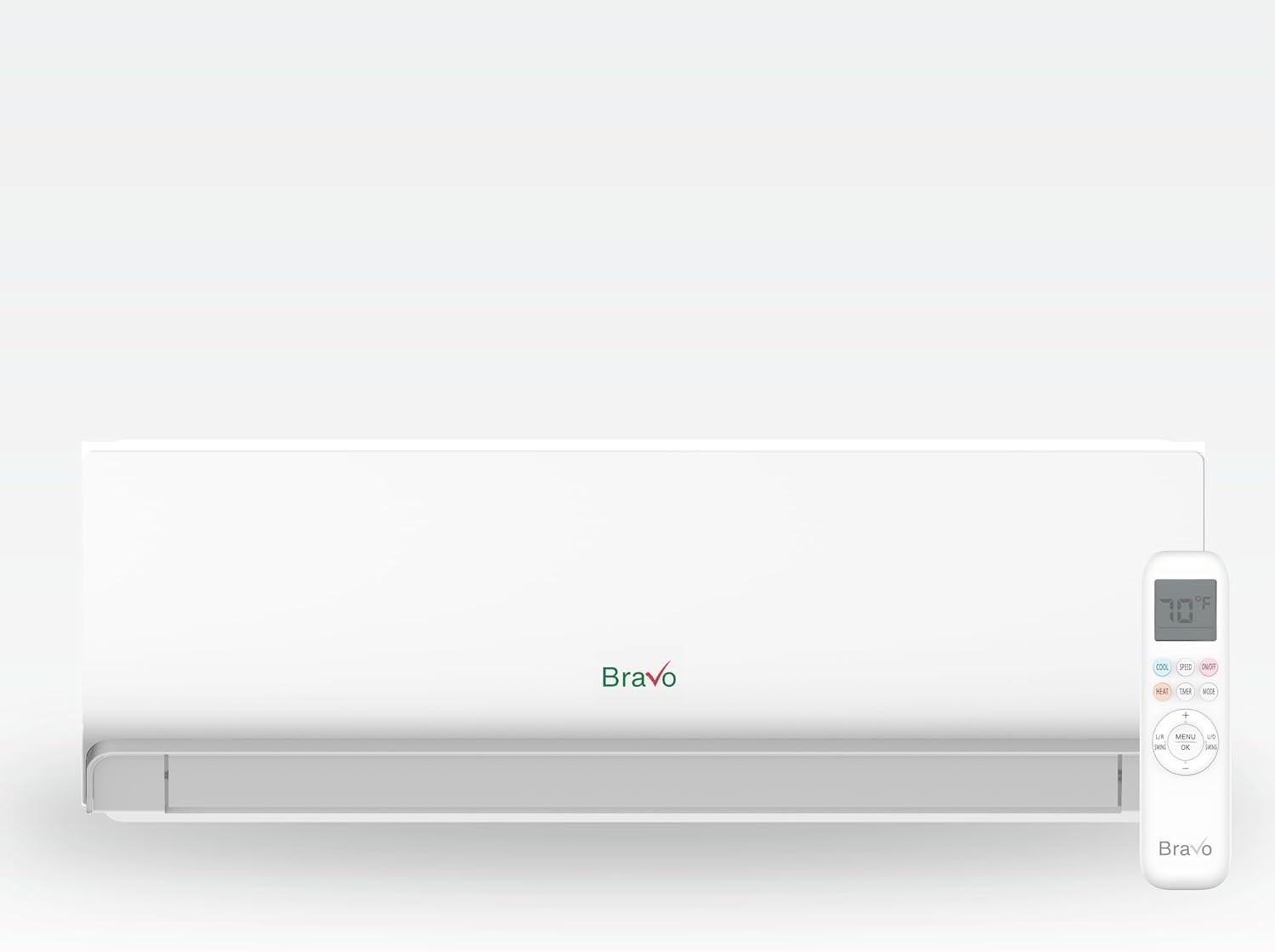 BRAVO 24,000 BTU Dual Zone 9000 + 18000 BTU Wall Mount, 23 SEER2 Ductless Mini Split AC & Heat Pump – Includes Smart Control & 16FT Installation Kits – Inverter System