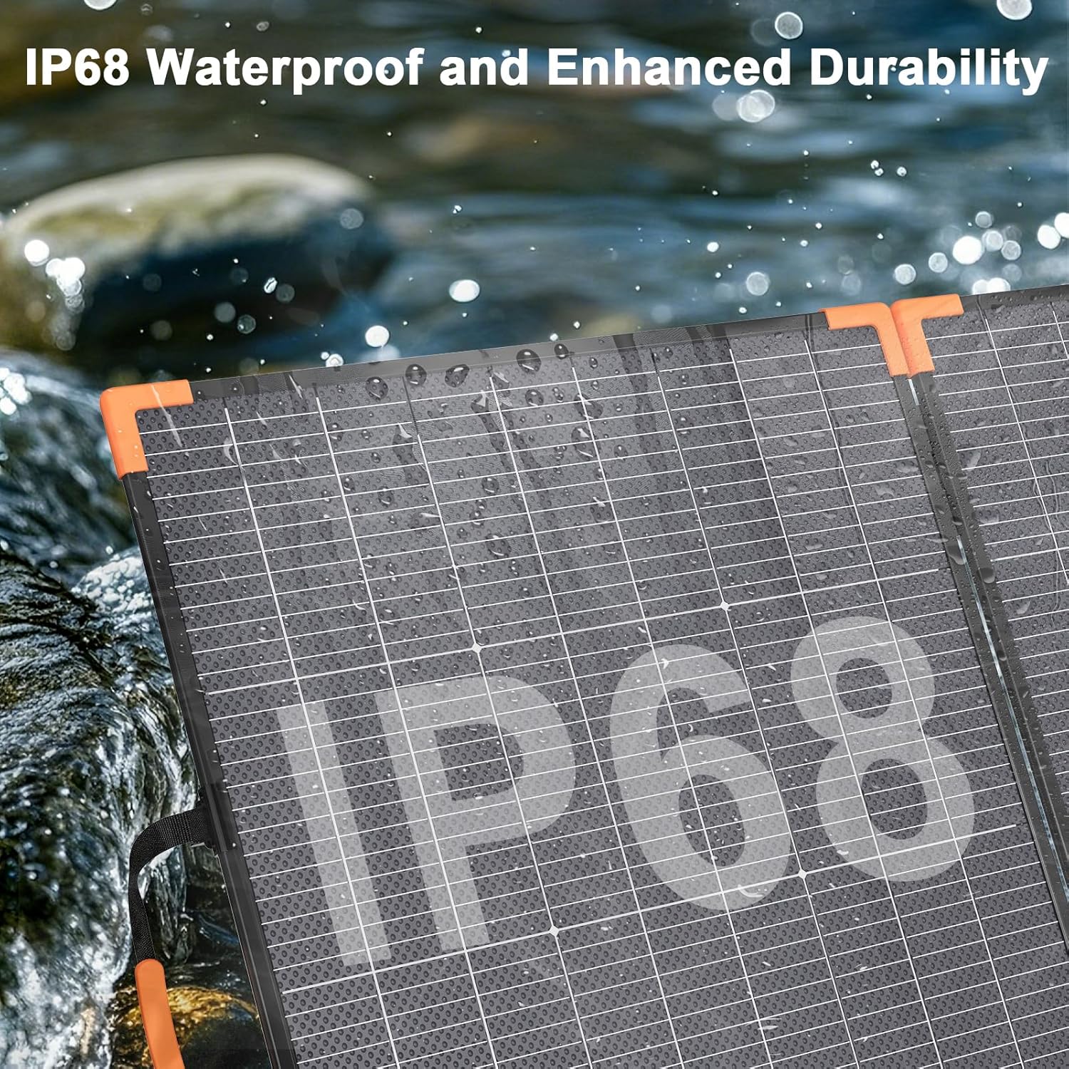 200 Watt Bifacial Portable Solar Panel, 20V Foldable Solar Charger for Power Station, IP68 Waterproof, 23.5% High Efficiency with 2 Sturdy Kickstands for RV Camping Off-Grid Blackouts